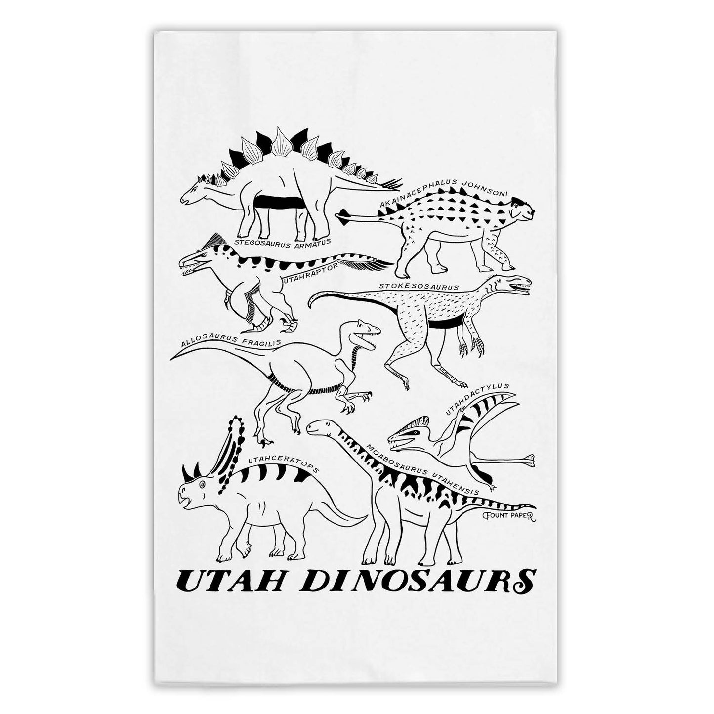 Utah Dinosaurs Tea Towel