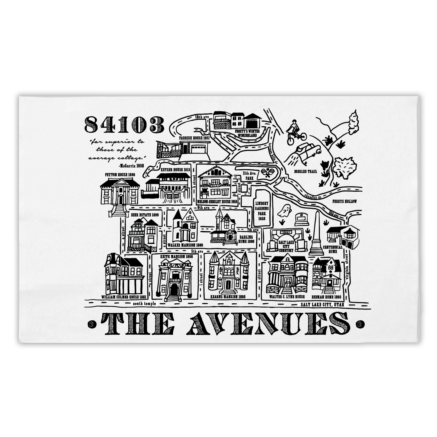 Avenues Map Tea Towel